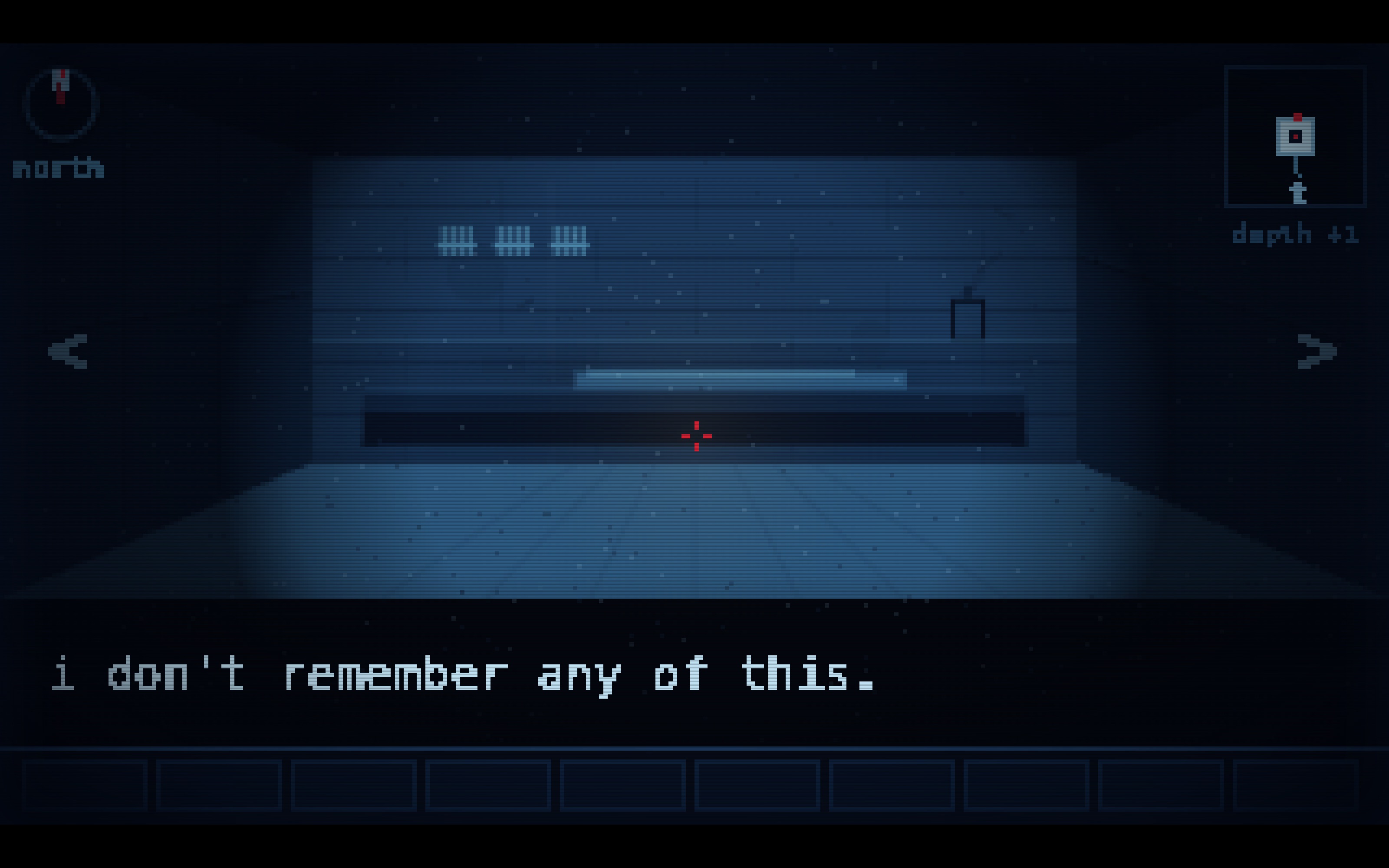 The Orderly: a drained-blue pixel prison cell